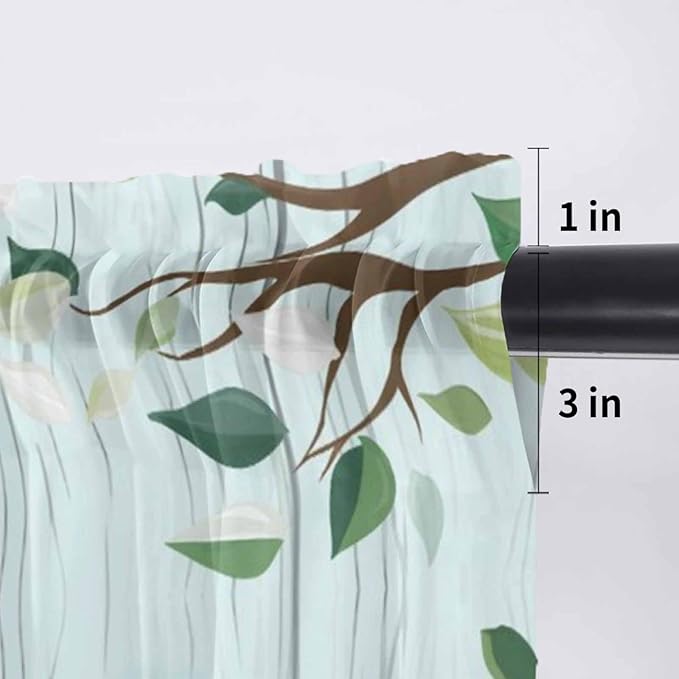 Easter Sheer Valances for Windows 54"x18", Light Filtering Kitchen Curtains Valance, Spring Watercolor Eggs Tulip Wooden Grain Teal Rod Pocket Chiffon Curtains for Living Room Bedroom Cafe