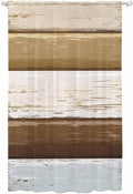 Sheer Curtains 84 Inches Long, Wood Grain Brown Semi Sheer Curtains Light Filtering Window Treatment, Farmhouse Vintage Country Geometric Privacy Voile Drapes for Living Room Bedroom 52x84 Inch