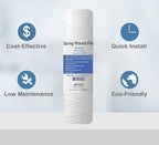 Sediment String Wound Water Filter Cartridge Standard 2.5x10" 20 Micron 25 Pack