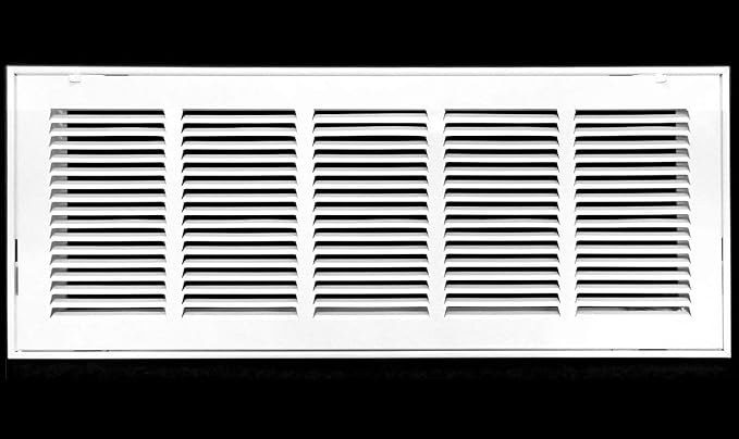 HVAC Premium 25 x 6 Duct Opening Steel Return Air Filter Grille, for 1-inch Filter, Removable Door, Flat Stamped HVAC Vent Cover Grille, Outer Dimensions 27.5 x 8.5