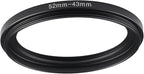 52mm to 43mm Step Up Ring Filter Adapter Black Metal Step up Adapter Rings Compatible with All Brand UV CPL ND Camera Lens Filter Step Down Ring (52mm-43mm)