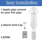 1.5 Inch Vent Stack Pipe Filter,Septic Tank Filter Vent Sewer Vents Cap for PVC Roof ABS Pipe Plumbing,Roof Vents Filters Remove Outdoor Septic and Sewer Odors&Improve Yard Patio Air,with Mushroom Cap