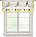 Lemon Dwarfs Sheer Valance Curtains, Gnome Green Leaf Wood Striped Black Plaid Light Filtering Kitchen Valances Rod Pocket Voile Curtain Window Treatment for Bedroom/Living Room/Basement 42Wx18L