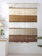 Sheer Curtains 63 Inch Length, Vintage Geometric Brown Semi Sheer Curtains Light Filtering Window Treatment, Farmhouse Country Chic Wood Grain Privacy Voile Drapes for Living Room Bedroom 52x63 Inch