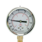 4" Oil Filled Vacuum Pressure Gauge - Stainless Steel Case, Brass, 1/2" NPT, Lower Mount Connection, 30HG/60PSI