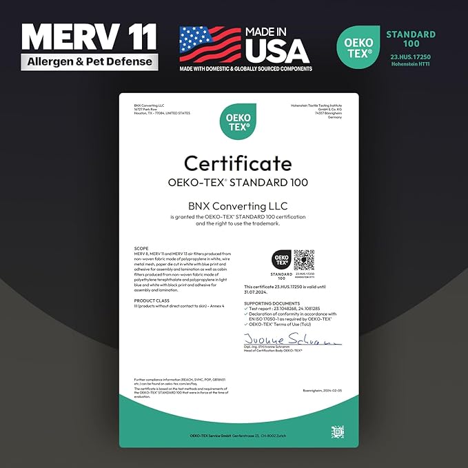 BNX TruFilter 24x30x1 Air Filter MERV 11 (4-Pack) - MADE IN USA - Allergen Defense Electrostatic Pleated Air Conditioner HVAC AC Furnace Filters for Allergies, Dust, Pet, Smoke, Allergy MPR 1200 FPR 7