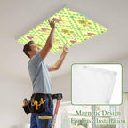 3 Pack Fluorescent Light Cover, Desert Sand Camels Light Covers for Ceiling Lights, Palm Trees Tropical Plants Polka Dot Yellow Magnetic Lights Filters Ceiling Shade for Classroom/Office - 4 x 2 Feet