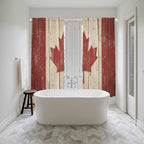 Canada Kitchen Curtains, Red Maple Leaf Flag Vintage Farmhouse Wooden Grain Light Filtering Window Curtain Panels, 2Pcs Rod Pocket Window Treatments Set for Living Room Bathroom Bedroom 52x72 Inches