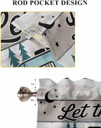 Farmhouse Bear Camper Van Tree Window Valance Curtains, Vintage Wood Grain Light Filtering Kitchen Valance with 3-inch Rod Pocket for Living Room Bathroom Bedroom,2 Panel,42x63In