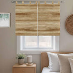 Light Brown Wood Grain Kitchen Curtains 45 Inch Length, Short Cafe Window Curtains Tab Top, Western Farmhouse Barn Door Light Filtering Window Treatments Tier Drapes 27.5"x45" 2 Panel