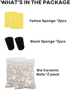 Wonderfactory 2 Pack G1 Filter Media Replacement, Sponge Ceramic Rings Bio Balls Media Biological Material Filtration 1 to 5 Gallon Fish Tank Small Aquarium