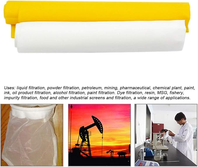 Silk Screen Printing Mesh, 100/110/120/140/160/180/200/250/300Mesh, White Yellow for Screen Printing Machine Equipment Accessories, Filter Painting, Polyester Fabric (100M/40T White)
