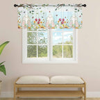 Easter Sheer Valances for Windows 54"x18", Light Filtering Kitchen Curtains Valance, Spring Watercolor Eggs Country Tulip Flower Plant Rod Pocket Chiffon Curtains for Living Room Bedroom Cafe