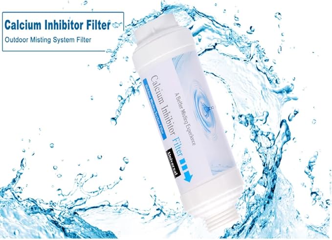 Misting System Calcium Inhibitor Filter for Patio Misters NSF certification Inline Water Soften Filter Effectively Reduce Water Spots, Prevent Nozzles Clogging For Garden Patio Mistes (1 Pcs)