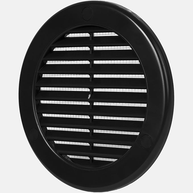 Vent Systems 4" Inch (Opening Dimensions) - Pack of 50 - Black Soffit Vent Cover - Plastic Round Air Vent Grille - Built-in Mesh Screen - HVAC Register Louver for Bathroom, Home, Kitchen