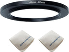 49mm Lens to 62mm Camera Lens Adapter 49mm to 62mm Step Up Ring Adapter Ring for All Brands of UV ND CPL, with Premium Lens Wiping Cloth 2 Pack (49mm-62mm)