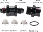 6AN Inline Fuel & Oil Feed Filter Set with 30 80 150 Micron Elements Aluminum Black