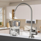 Kitchen Sink Faucet with Pull - Down Sprayer, 2 - Handle 3 - in - 1 Kitchen Sink Filter Faucet, Cold and Hot Mixer Drinking Water Faucet (Filter Faucet, Grey)