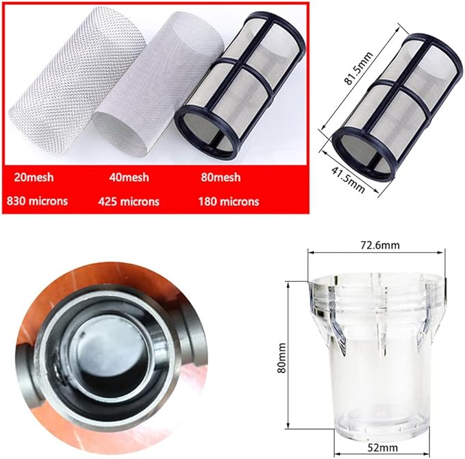 Sediment Filter Pressure Washer Filter - Stainless Steel 40Mesh Screen for Outdoor Gardening - 3/4 Inch Female Thread Connector
