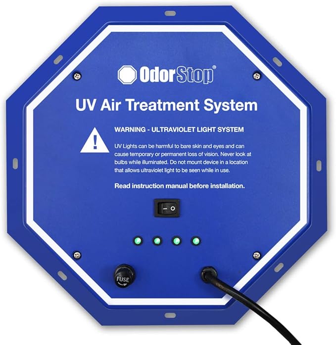 OdorStop OS36PRO UV Air Purifier 36W System with Energy Saving Airflow Sensor and 16-in Bulbs