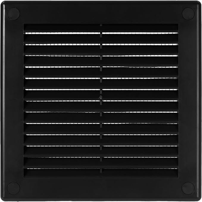 Vent Systems 8" x 8" Inch (Opening Dimensions) - Pack of 2 - Black Plastic Soffit Vent Cover - Durable Square Air Vent Grille with Mesh Screen - Ventilation Grill Wall, Ceiling Indoor, Outdoor