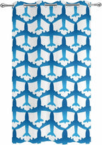 Blue Aircraft Waterproof Outdoor Curtains for Patio, Windproof Weatherproof Curtains with Weighted Hem, Modern Abstract Art Gradient Airplane Light Filtering Privacy Drapes for Porch 54"x 108"
