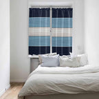 Vintage Country Woodcuts Window Valance Curtains, Blue Gradient Striped Light Filtering Kitchen Valance with 3-inch Rod Pocket for Living Room Bathroom Bedroom,2 Panel,42x63In
