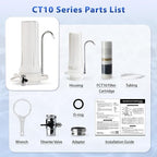 iSpring CT10-W Countertop Water Filter, Multi-Layer Faucet Water Filter System with Versatile Faucet Adapter, Reduces Heavy Metals, Bad Odor, and Chlorine, White