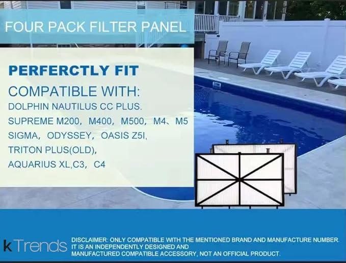 8 Pack Ultra Fine Cartridge Filter Replacement for Dolphin Nautilus CC Plus, M200 / M400 / M500 Robotic Pool Cleaner Parts, Replaces Part # 9991432-R4