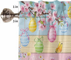 Colorful Easter Half Window Curtains 24 Inches Long, Spring Watercolor Bunny Egg Flower Wood Grain Window Treatment Curtain Drapes, Short Curtains Tiers for Kitchen Over Sink, 27.5"x24", 2 Panels