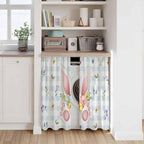 Easter Kitchen Curtains 54 Inch Long 2 Panel Set, Rod Pocket Window Curtains Panels, Spring Rabbits Ears Feet Floral Blue Lattice Light Filtering Drapery Draperies for Bathroom Bedroom 52"W x 54"L