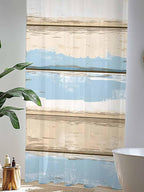 Sheer Curtains 96 Inches Long, Vintage Geometric Blue Semi Sheer Curtains Light Filtering Window Treatment, Abstract Country Shabby Wood Grain Privacy Voile Drapes for Living Room Bedroom 52x96 Inch