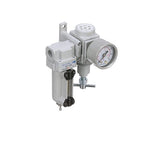 PneumaticPlus SAU220T-N02G-MEP Mini Compressed Air Filter Regulator Combo 1/4" NPT - T-Handle, Metal Bowl, Manual Drain, Bracket, Gauge