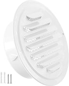 HG Power 4 Inch Soffit Vents, Metal Round Vent Cover with Screen Mesh, Louver Exhaust Vent for Wall, Ceiling Mount, Shed, Garage, Attic Ventilation, 2-Pack，White