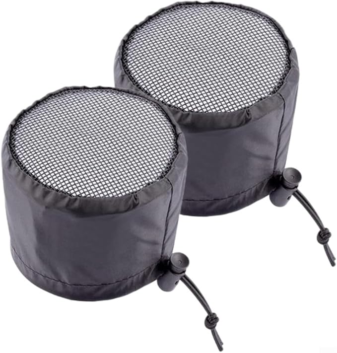 2 Pack Grow Tent Vent Duct Filter Covers with Elastic Band and Fixed Buckles, Silver-Coated Oxford and Mesh Cloth for Plant Greenhouses, Fits 4in 6in 8in Openings, Black(8in)