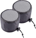 2 Pack Grow Tent Vent Duct Filter Covers with Elastic Band and Fixed Buckles, Silver-Coated Oxford and Mesh Cloth for Plant Greenhouses, Fits 4in 6in 8in Openings, Black(4in)