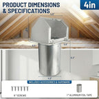 4 Inch Vent Covers for Wall, Galvanized Steel Dryer Vent Cover Outside with Screen, Dryer Vent Wall Plate for Dryer Exhaust Vent, External Extractor for House Ventilation&Outside Air Exhaust