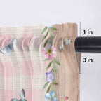 Happy Easter Sheer Valances for Windows 42"x18", Light Filtering Kitchen Curtains Valance, Spring Gnomes Duck Floral Eggs Pink Plaid Rod Pocket Chiffon Curtains for Living Room Bedroom Cafe