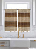 Retro Country Brown Wooden Board Window Valance Curtains, Farmhouse Gradient Plank Light Filtering Kitchen Valance with 3-inch Rod Pocket for Living Room Bathroom Bedroom,2 Panel,42x54In