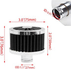 MUGE RACING 23mm Car Air Filter Universal Cold Air Intake Filter High Flow Vent Valve Cover Breather Filter (Black- 2 Pcs)