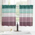 Retro Farm Woodcuts Texture Window Valance Curtains, Green Brown Gradient Light Filtering Kitchen Valance with 3-inch Rod Pocket for Living Room Bathroom Bedroom,2 Panel,52x54In