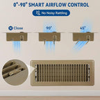 4" x 10" Floor Register Vent Covers 6-Pack, Walkable Powder-Coated Metal Vent Covers with Adjustable Airflow, Curved Safe Edges for Floor/Wall, Brown