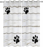 Wood Grain Outdoor Curtains for Patio Claws Animals Wooden White Waterproof Outside Curtains with Grommet Top Weatherproof Curtain for Cabana Pergola Gazebo, 2 Pack, 54" W x 108" L