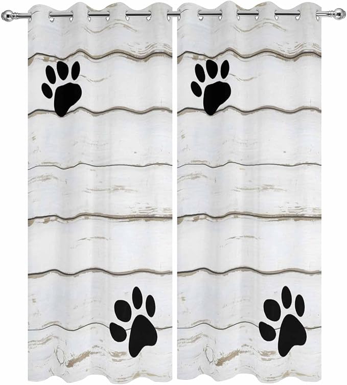 Wood Grain Outdoor Curtains for Patio Claws Animals Wooden White Waterproof Outside Curtains with Grommet Top Weatherproof Curtain for Cabana Pergola Gazebo, 2 Pack, 54" W x 95" L