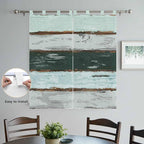 Blue Teal Bathroom Curtains 63 Inch Length, Window Curtains Tab Top, Vintage Wooden Retro Art Farmhouse Barns Light Filtering Window Treatments Drapes 52"x63" 2 Panel