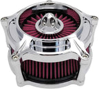 Harley Air Cleaner Turbine Intake Chrome Filter Kit Cnc Cut for Motorcycle Dyna 2000 - 2017 Softail 2000 - 2015 Touring 2000 - 2007 Fitment - B (Red)