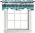 Turquoise Teal Tie Up Valance Curtains for Windows, Kitchen Curtains Window Shades, Farmhouse Retro Ombre Wooden Grain Light Filtering Roman Curtain Valances for Bedroom/Bathroom/Cafe 42"x18"