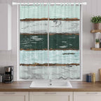 Blue Teal Living Room Curtains 96 Inch Length, Window Curtains Tab Top, Vintage Wooden Retro Art Farmhouse Barns Light Filtering Window Treatments Drapes 52"x96" 2 Panel