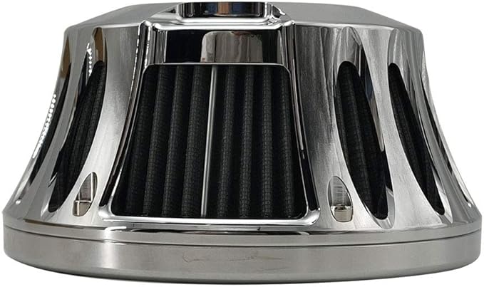 Air Cleaner Harley Filter Motorcycle Intake CNC Cut Kit Chrome for Models Dyna 2000 - 2017 Softail 2000 - 2015 Touring 2000 - 2007 (Chrome, Fitment - B)