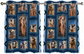 2 Panel Kitchen Cafe Curtains, Desert Camels Sunlight Filtering Nature Air Through, Home Decor Window Covering Tier Curtains for Living Room 104W x 52L inch Wildlife Brown Animals Blue Geometric